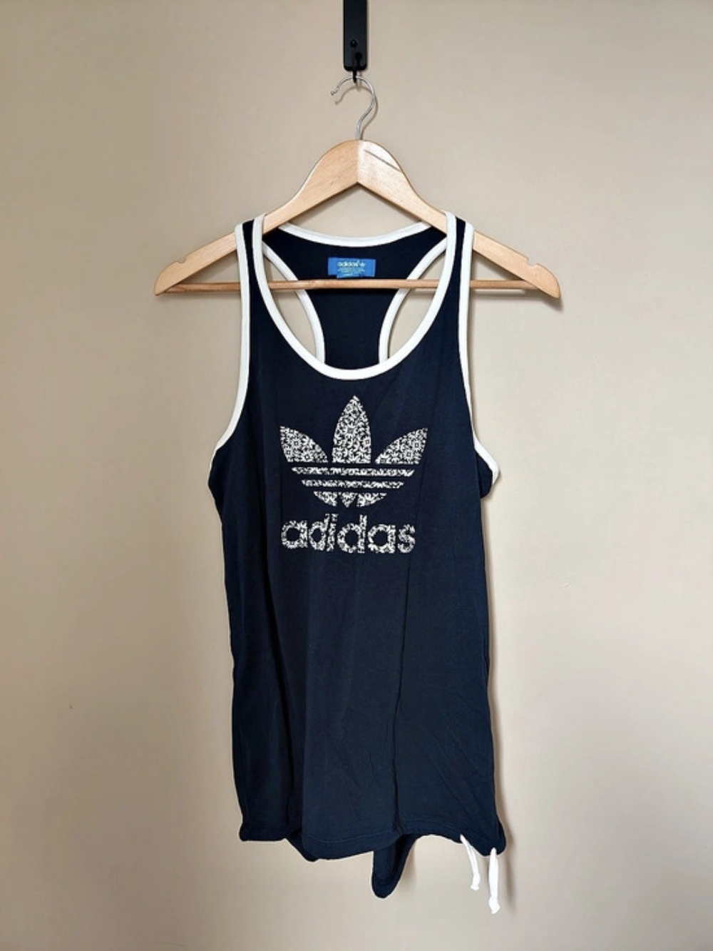 Adidas Originals Floral Trefoil Tank Top Blue & White Large S Small